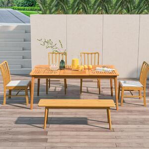 Costway Tavolo da pranzo esterno in legno di acacia per 6 persone, Tavolo da picnic per patio e giardino