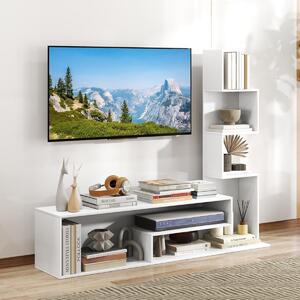 Costway Mobile per TV a cubi per TV fino a 50”, Tavolo console media con mensole di stoccaggio a forma di l e scomparti aperti Bianco