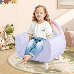 Costway Sofa per bambini con tema unicorno colorato, Divano per bambini per ragazzi ragazze Lilla