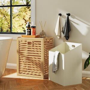 Costway Cesto per la biancheria con design inclinabile, Cesto di tessuto rimovibile e pieghevole Naturale