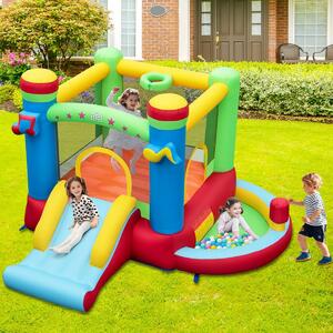 Costway Castello gonfiabile a tema musicale per bambini con scivolo, Gonfiabile interattivo per giardino Colorato