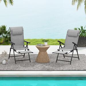 Costway Set di 2 sedie reclinabili da patio pieghevoli, Sedie a sdraio con multifunzione per spazi estivi come piscina e campeggio