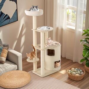 Costway Albero per gatti 151 cm con condo a 2 piani, Torre multi - livello con accessori per gatti da interno