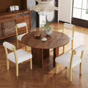 Costway Sedie da cucina e sala da pranzo con rivestimento e struttura in legno, Set di sedie da pranzo in egno da 2 Naturale+Bianco