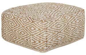 Pouf Cuscino da terra Beige e Bianco 60 x 60 x 30 cm Juta Poliestere Cotone Tessuto quadrato con motivo astratto Beliani