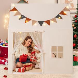 Costway Tenda da gioco per bambini per bambini 3-14 anni, Tenda per bambini da interno ed esterno con materassino antiscivolo Beige