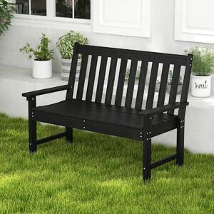 Costway Panchina per 2 persone da esterno con schienale e braccioli, Panchina da giardino in HDPE resistente Nero