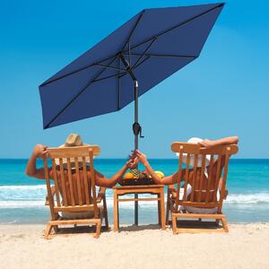 Costway Ombrellone da mercato per esterni con inclinazione a pulsante, Ombrellone da patio 230 cm Blu Navy
