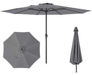 Costway Ombrellone da mercato con manovella da tavolo con parte superiore ventilata, Ombrellone da patio 350 cm Grigio