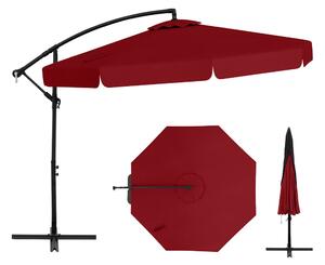 Costway Ombrellone a braccio con inclinazione regolabile da giardino resistente, Ombrellone per piscina e terrazza Rosso