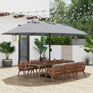 Costway Ombrellone da patio doppio lato da mercato per cortile, Ombrellone con 12 stecche in metallo Grigio