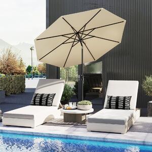 Costway Ombrellone da esterno con manovella 8 stecche robuste, Ombrellone da giardino 300 cm Beige