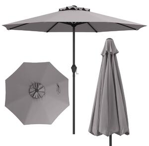 Costway Ombrellone da mercato con manovella da tavolo per giardino, Ombrellone da patio da 250 cm Grigio