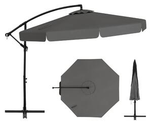 Costway Ombrellone a braccio con inclinazione regolabile da giardino resistente, Ombrellone per piscina e terrazza Grigio