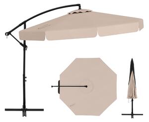Costway Ombrellone a braccio con inclinazione regolabile da giardino resistente, Ombrellone per piscina e terrazza Beige