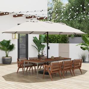 Costway Ombrellone da patio doppio lato da mercato per cortile, Ombrellone con 12 stecche in metallo Beige