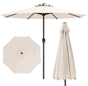 Costway Ombrellone da mercato con manovella da tavolo per giardino, Ombrellone da patio da 250 cm Beige