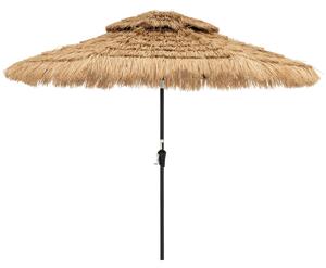 Costway Ombrellone in stile hawaiano 256 cm per spiaggia giardino, Ombrellone da patio con copertura di paglia Naturale