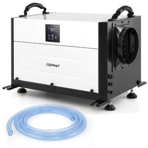 Costway Deumidificatore industriale con tubo di drenaggio e sbrinamento automatico, Deumidificatore per spazi ristetti Bianco