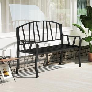 Costway Panchina da giardino in metallo da 129 cm per giardino, Panchina con doghe per 2-3 persone Nero