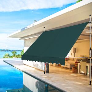 Costway Tenda da sole telescopica e retrattile, Tenda parasole resistente ai raggi UV impermeabile 300 x 120 cm Verde