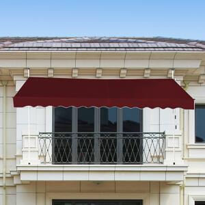 Costway Tenda da sole telescopica e retrattile ai raggi UV impermeabile con manovella, Tenda parasole resistente 350x125cm Rosso