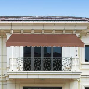 Costway Tenda da sole telescopica e retrattile ai raggi UV impermeabile con manovella, Tenda parasole resistente 350x125cm Marrone