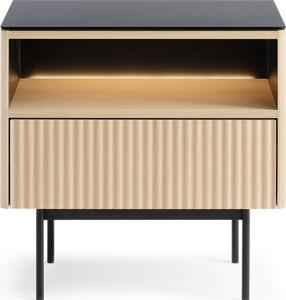 Tavolino da comodino, impiallacciato in rovere Vicenza, 57 x 39 cm