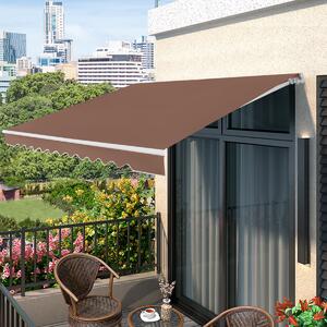 Costway Tenda in alluminio con manovella e poliestere impermeabile, Tenda da sole retrattile 3 x 2,5m Marrone