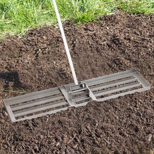 Costway Rastrello livellatore per prato cortile, Livellatore giardino con impugnatura ergonomica e piastra 106 x 25 cm Argento
