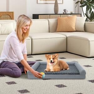 Costway Letto ortopedico per cani in schiuma, Divano per cani di taglia L con cuscino in schiuma a forma di uovo 113 X 89 CM