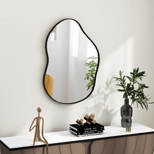 Costway Specchio da parete asimmetrico con base posteriore premium da 78x56,5cm, Specchio da parete a forma irregolare Nero