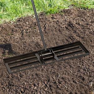 Costway Rastrello livellatore per prato cortile, Livellatore giardino con impugnatura ergonomica e piastra 75 x 25 cm Nero