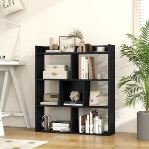 Costway Libreria a cubi aperti con 7 scomparti, Mensola espositiva per l'archiviazione in legno per studio soggiorno Nero