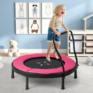 Costway Trampolino per bambini con cuscino di sicurezza per bambini 3-6 anni, Trampolino da fitness per interno/esterno Rosa