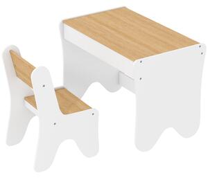 AIYAPLAY Set Tavolo Bambini con Sedia, Cassetto, 3-8 Anni, Bordi Arrotondati, per Cameretta, Soggiorno, Asilo, Bianco | Aosom Italy