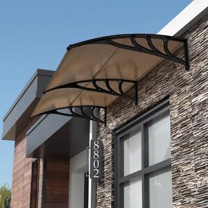 Costway Tettoia per porta per protezione da sole pioggia neve, Tettoia per porta finestra in alluminio Marrone 199x99cm