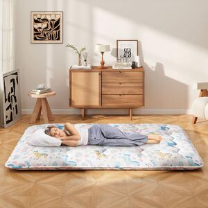 Costway Materasso futon portatile con copertura lavabile sacca da trasporto, Tappeto arrotolabile per pavimento 140cm Colorato