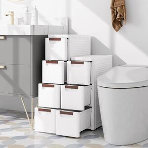 Costway Mobiletto stretto con ruote, Carrello e organizzatore slim con 3 cassetti per spazi piccoli Bianco