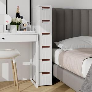 Costway Mobiletto stretto con ruote, Carrello e organizzatore slim con 6 cassetti per spazi piccoli Bianco