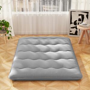 Costway Materasso futon portatile con copertura lavabile sacca da trasporto, Tappeto arrotolabile per pavimento 140cm Grigio