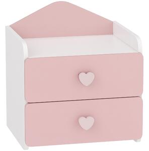 AIYAPLAY Comodino per Bambini 3-8 Anni con 2 Cassetti, Angoli Arrotondati, Maniglie a Cuore, 34x31x36 cm, Rosa | Aosom Italy