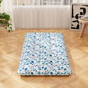Costway Materasso futon portatile con copertura lavabile sacca da trasporto, Tappeto arrotolabile per pavimento 90cm Blu chiaro