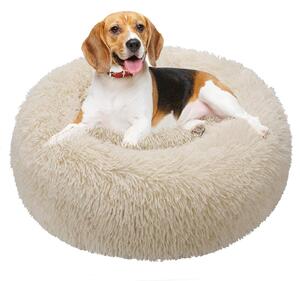 Omgoods - Cuccia a forma di ciambella per cani e gatti, 80 cm, color beige
