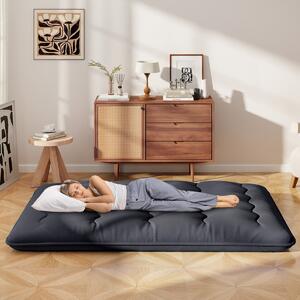 Costway Materasso futon portatile con copertura lavabile sacca da trasporto, Tappeto arrotolabile per pavimento 140cm Nero