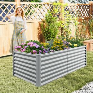 Costway Letto da giardino rialzato da 60 cm fioriera elevata con design a fondo aperto, Protettori d'angolo rinforzati fioriera in metallo per esterni per verdure Grigio
