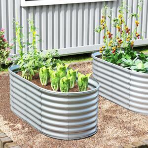 Costway Letto da giardino rialzato tondo fioriera elevata da 60 cm con design a fondo aperto, Piastra verniciata bordo sicuro Grigio