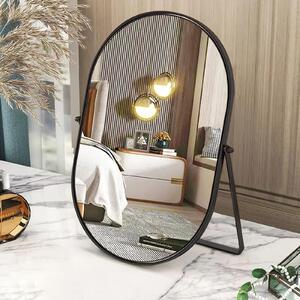 Elzusha - Specchio da trucco ovale con cornice in metallo - Nero