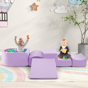 Costway Set di gioco in schiuma a 5 pezzi per bambini con piscina di palline coperture lavabili, Blocchi creativi palline non incluse Viola