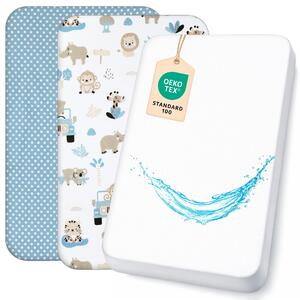 Solidchoice - Set lenzuolo con angoli e coprimaterasso impermeabile, 80 x 160 cm - Ideale per letti a castello